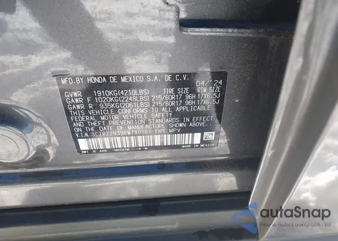 2024 Honda Hr-V Awd Lx z USA, uszkodzony, nr VIN 3CZRZ2H39RM780561